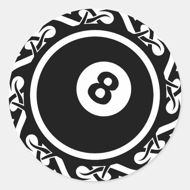 tribal eightball classic round sticker (Front)
