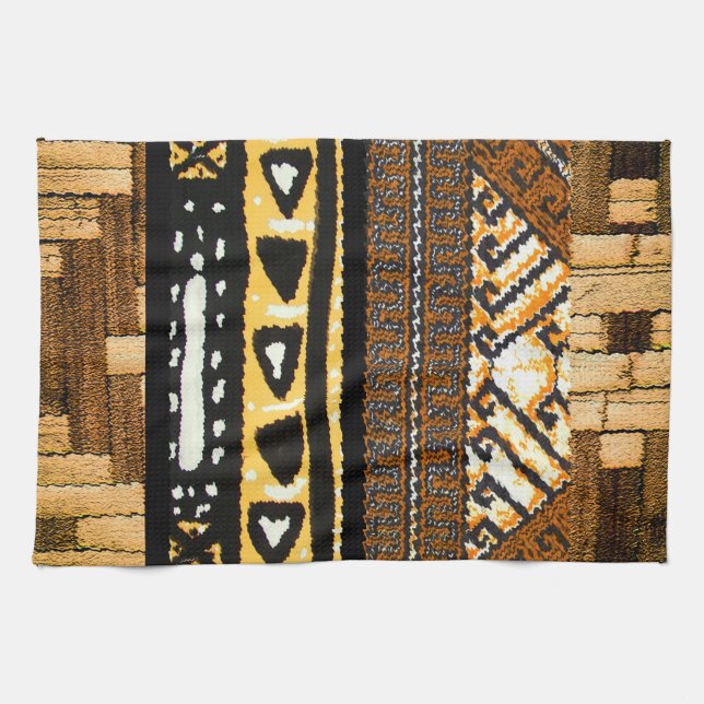 Tribal Elegance: Woven Symbolism Tea Towel (Horizontal)