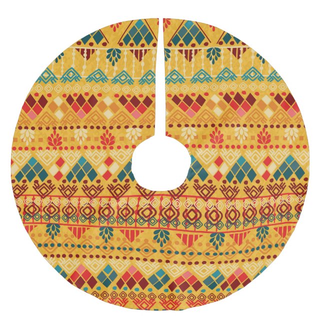 Tribal elements, versatile seamless pattern. brushed polyester tree skirt (Front)