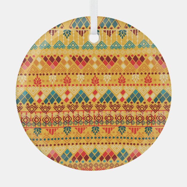 Tribal elements, versatile seamless pattern. glass tree decoration (Front)