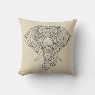Tribal elephant African animal art Cushion