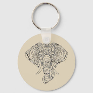 Tribal elephant African animal art Key Ring