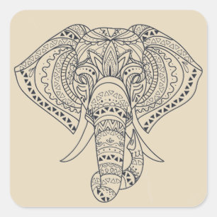 Tribal elephant African animal art Square Sticker