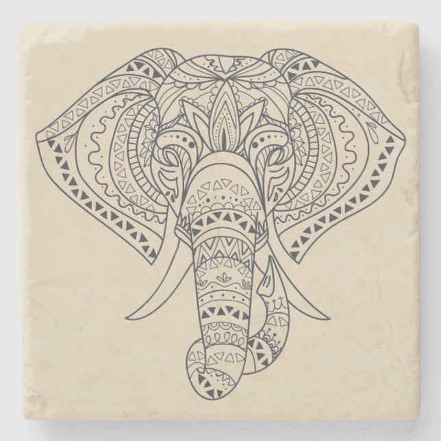 Tribal elephant African animal art Stone Coaster (Front)
