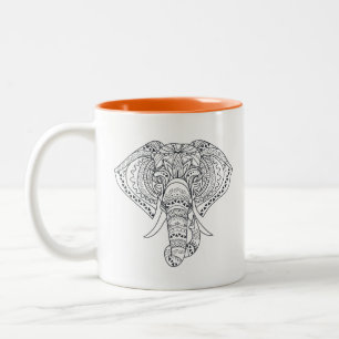Tribal elephant African animal art Two-Tone Coffee Mug