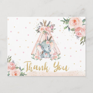 Tribal Elephant Birthday Baby Shower Thank You  Postcard