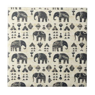 Tribal Elephant Boho Pattern (1) Tile