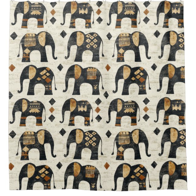 Tribal Elephant Boho Pattern (2) Shower Curtain (Front)