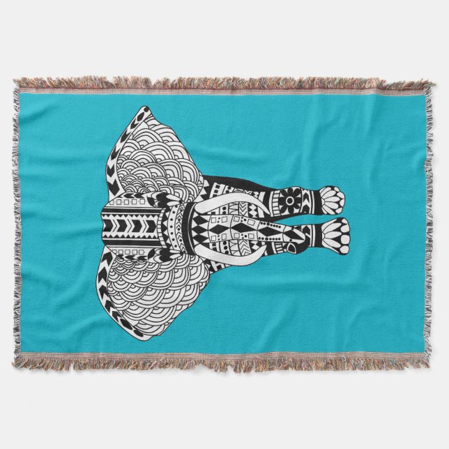 Tribal Elephant Custom Throw Blanket (Front)