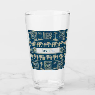 Tribal Elephant & Trees Personalised Glass