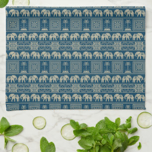 Tribal Elephant & Trees Tea Towel
