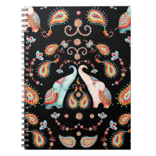 Tribal Elephant: Watercolor Paisley Pattern. Notebook