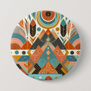 Tribal Ethnic African Pattern Earth Multicolors  7.5 Cm Round Badge
