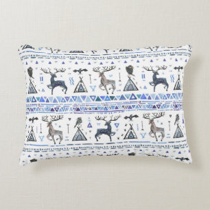 Tribal ethnic, animals dream catcher, seamless. decorative cushion