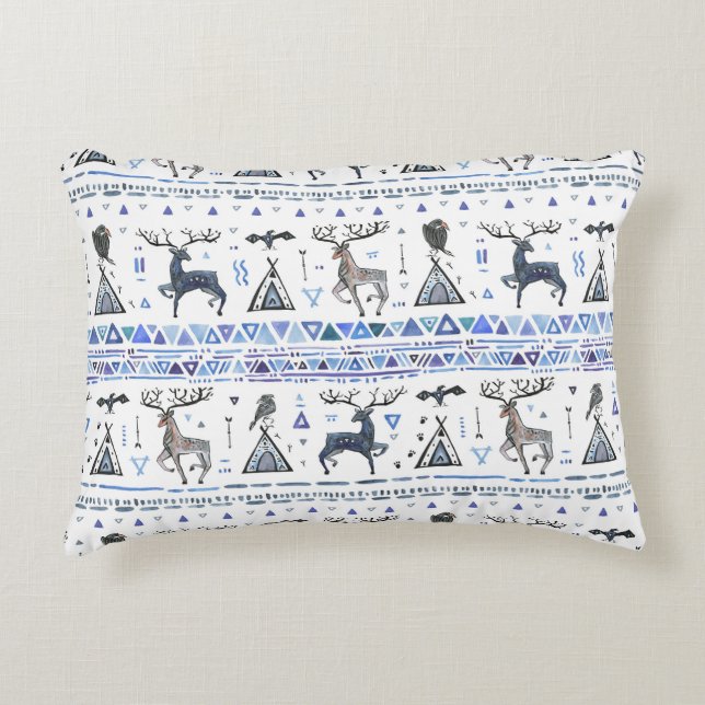 Tribal ethnic, animals dream catcher, seamless. decorative cushion (Front)