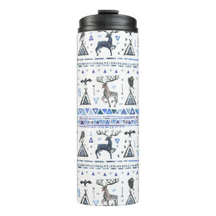 Tribal ethnic, animals dream catcher, seamless. thermal tumbler