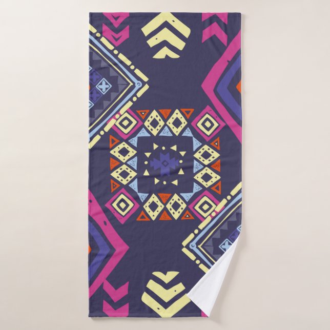 Tribal ethnic background. Stylish primitive geomet Bath Towel (Bath Towel)