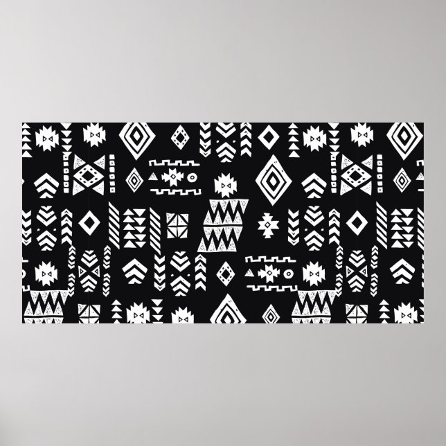 Tribal ethnic background. Stylish primitive geomet Poster (Front)