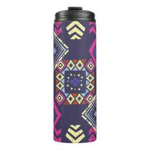 Tribal ethnic background. Stylish primitive geomet Thermal Tumbler