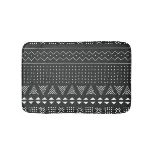Tribal ethnic: black white pattern. bath mat