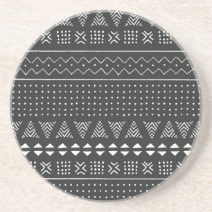Tribal ethnic: black white pattern. coaster