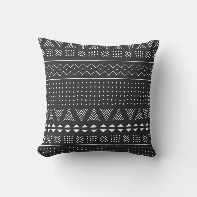 Tribal ethnic: black white pattern. cushion (Front)