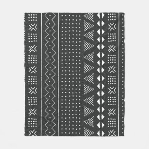 Tribal ethnic: black white pattern. fleece blanket