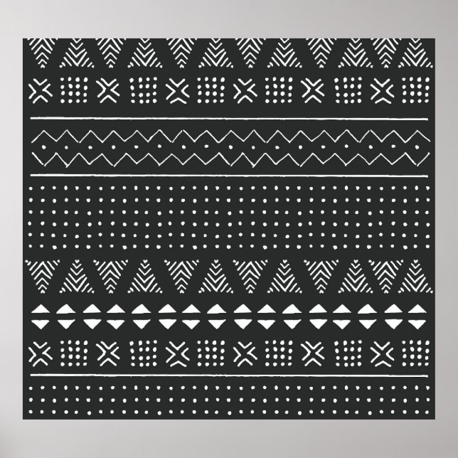 Tribal ethnic: black white pattern. poster (Front)