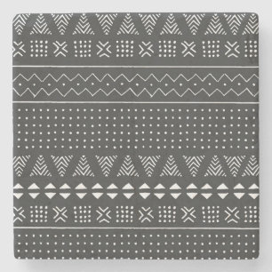 Tribal ethnic: black white pattern. stone coaster