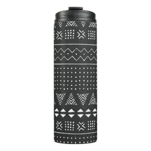 Tribal ethnic: black white pattern. thermal tumbler