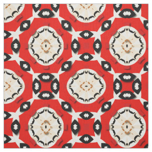 Tribal Ethnic Boho Chic Geometric Red Black Beige Fabric