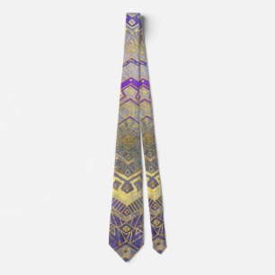 Tribal  Ethnic Boho Pattern gold and gentle purple Tie