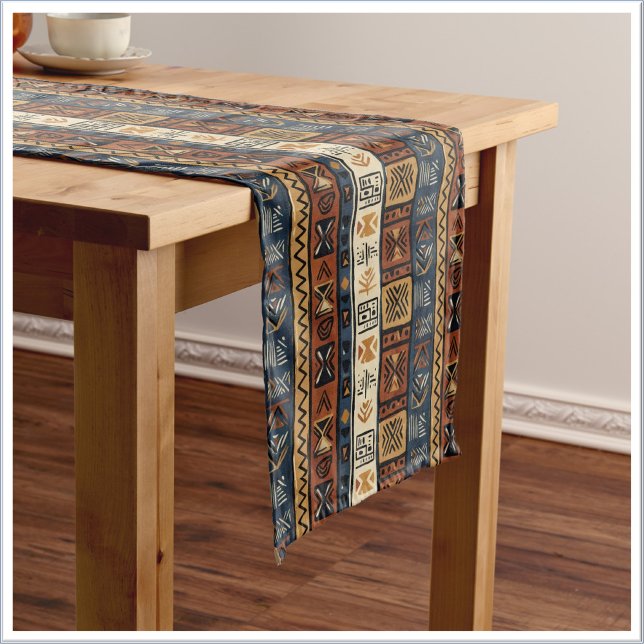 Tribal Ethnic Brown Gold & Green Medium Table Runner (Creator Uploaded)