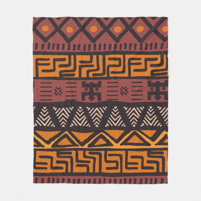 Tribal ethnic colourful bohemian pattern with geom fleece blanket (Front)