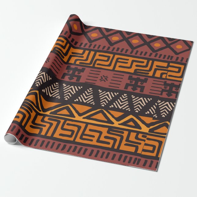 Tribal ethnic colourful bohemian pattern with geom wrapping paper (Unrolled)