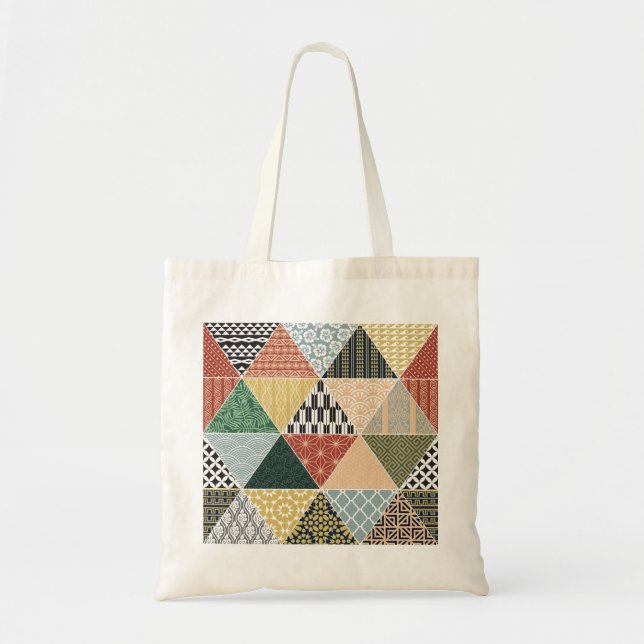 Tribal Ethnic Colourful Patchwork Pattern Tote Bag (Front)