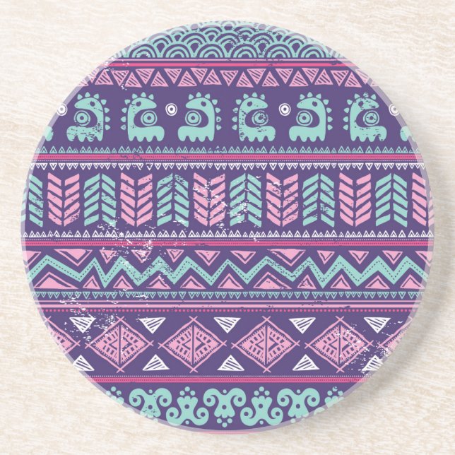 Tribal Ethnic: Colourful Seamless Pattern. Coaster (Front)