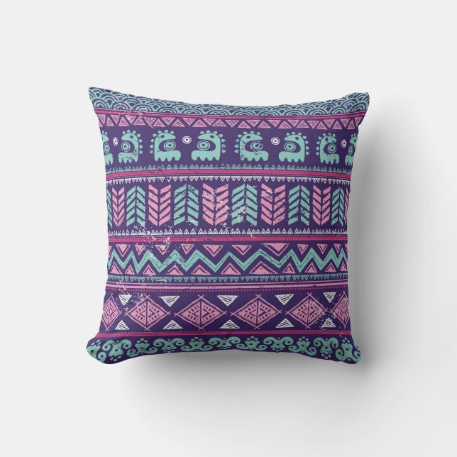 Tribal Ethnic: Colourful Seamless Pattern. Cushion (Front)