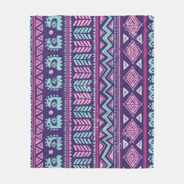 Tribal Ethnic: Colourful Seamless Pattern. Fleece Blanket (Front)