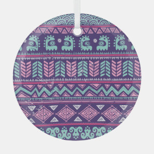 Tribal Ethnic: Colourful Seamless Pattern. Glass Tree Decoration