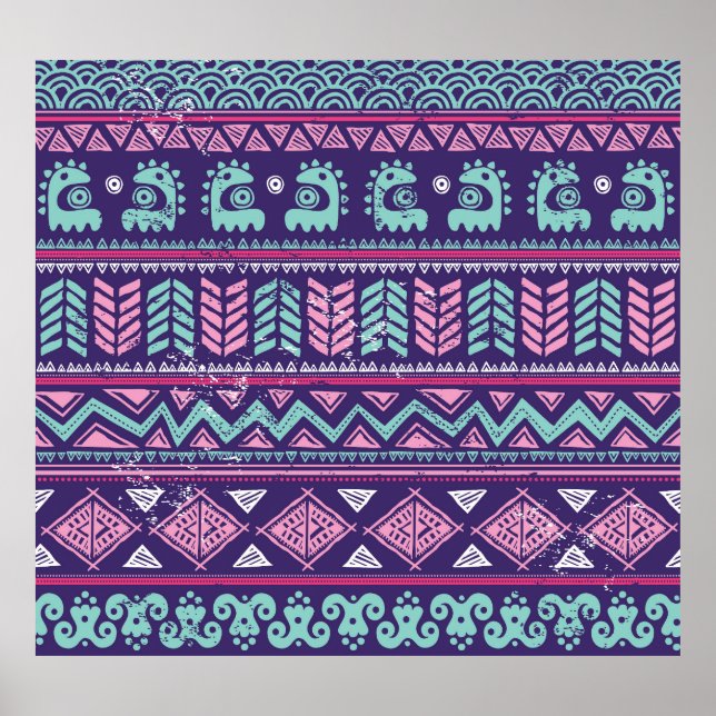 Tribal Ethnic: Colourful Seamless Pattern. Poster (Front)