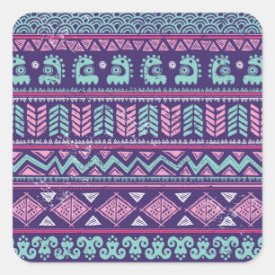 Tribal Ethnic: Colourful Seamless Pattern. Square Sticker