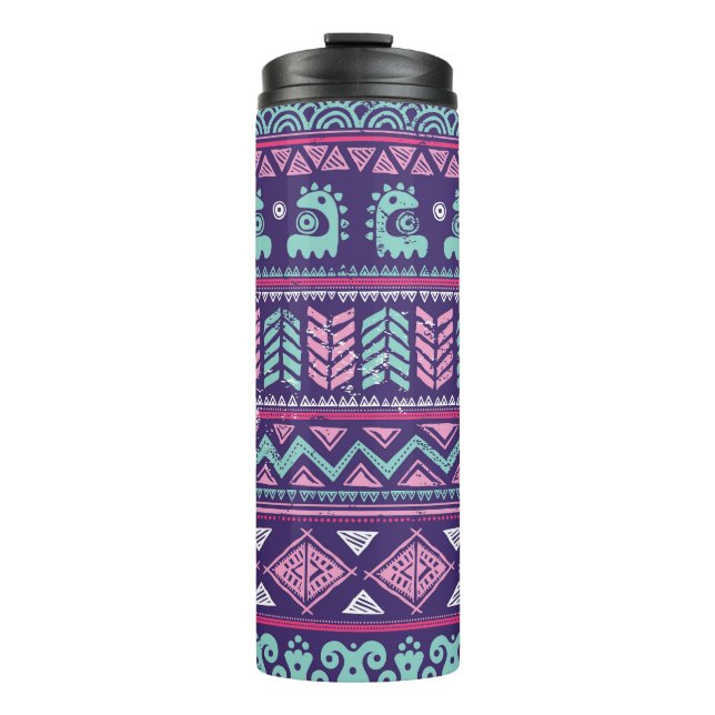 Tribal Ethnic: Colourful Seamless Pattern. Thermal Tumbler (Front)