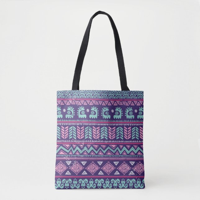 Tribal Ethnic: Colourful Seamless Pattern. Tote Bag (Front)