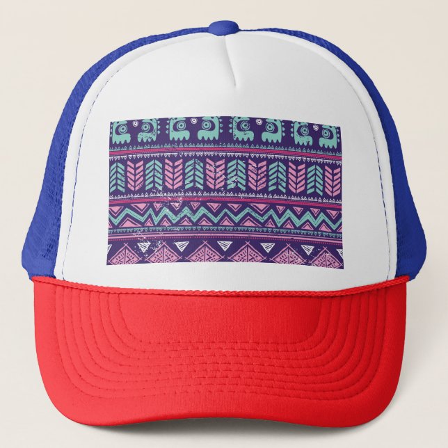 Tribal Ethnic: Colourful Seamless Pattern. Trucker Hat (Front)