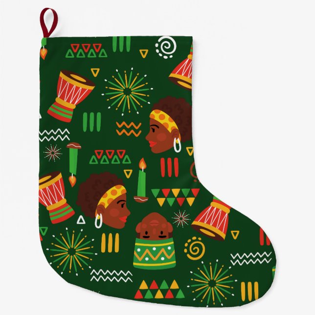 tribal ethnic indigenous african kwanzaa holiday large christmas stocking (Front)