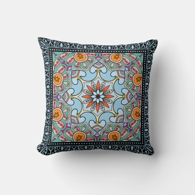 Tribal ethnic mandala seamless pattern cushion (Front)