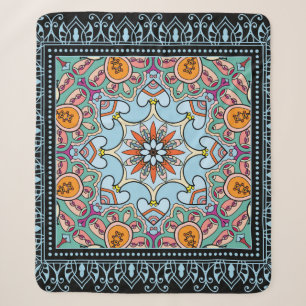 Tribal ethnic mandala seamless pattern sherpa blanket