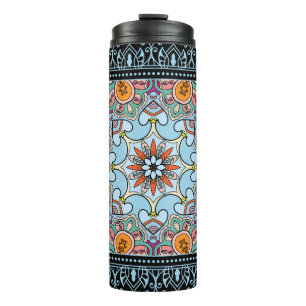 Tribal ethnic mandala seamless pattern thermal tumbler