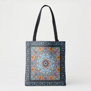 Tribal ethnic mandala seamless pattern tote bag